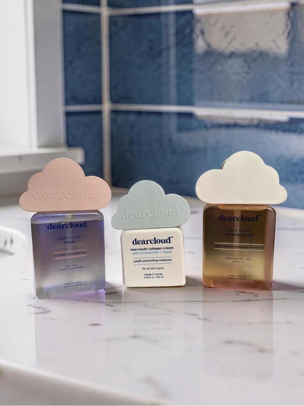 dearcloud NWT Skincare Trio - Youth Collagen Cream, Toner & Detox Cleansing Oil